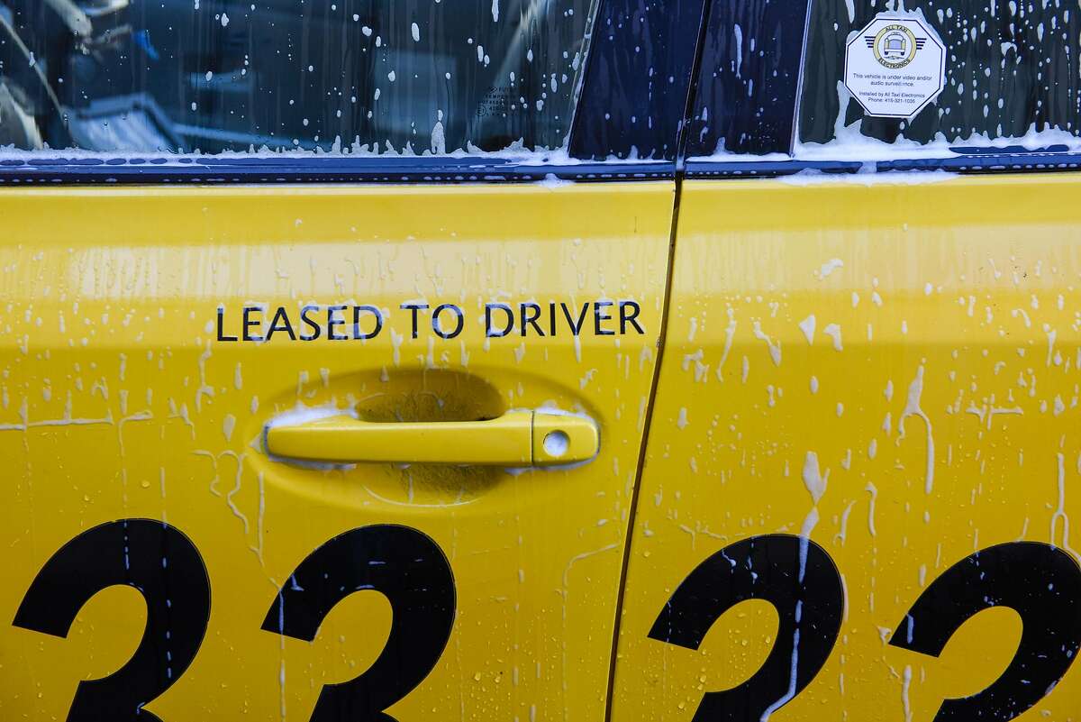 A taxi cab being washed at Yellow Cab headquarters in San Francisco on October 23, 2019 in San Francisco, Calif.