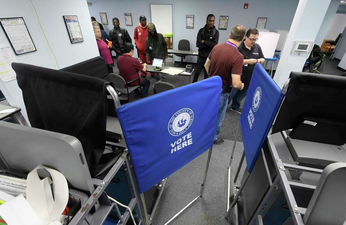 Registered New York voters take advantage of a new early voting election law to cast their vote before the Tuesday November 5th. general election at the Albany County Board of Elections Saturday, Oct. 26, 2019, in Albany, N.Y. (Hans Pennink / Special to the Times Union)