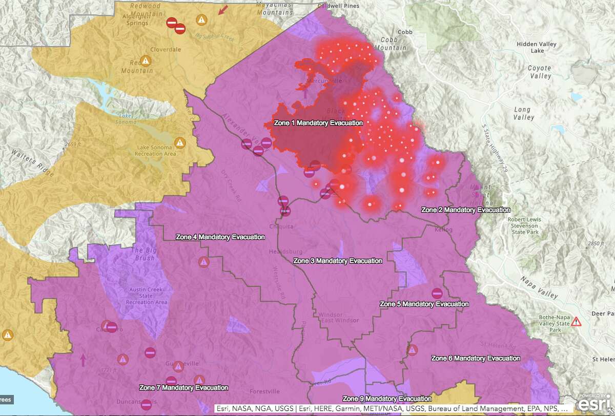 Map Kincade Fire Burning In North Sonoma County