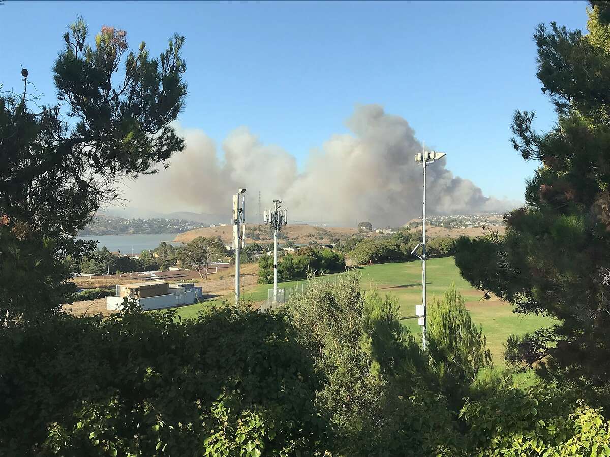 Smoke from Vallejo fire as seen from Benicia. The Carquinez Bridge is not visible due to the smoke.