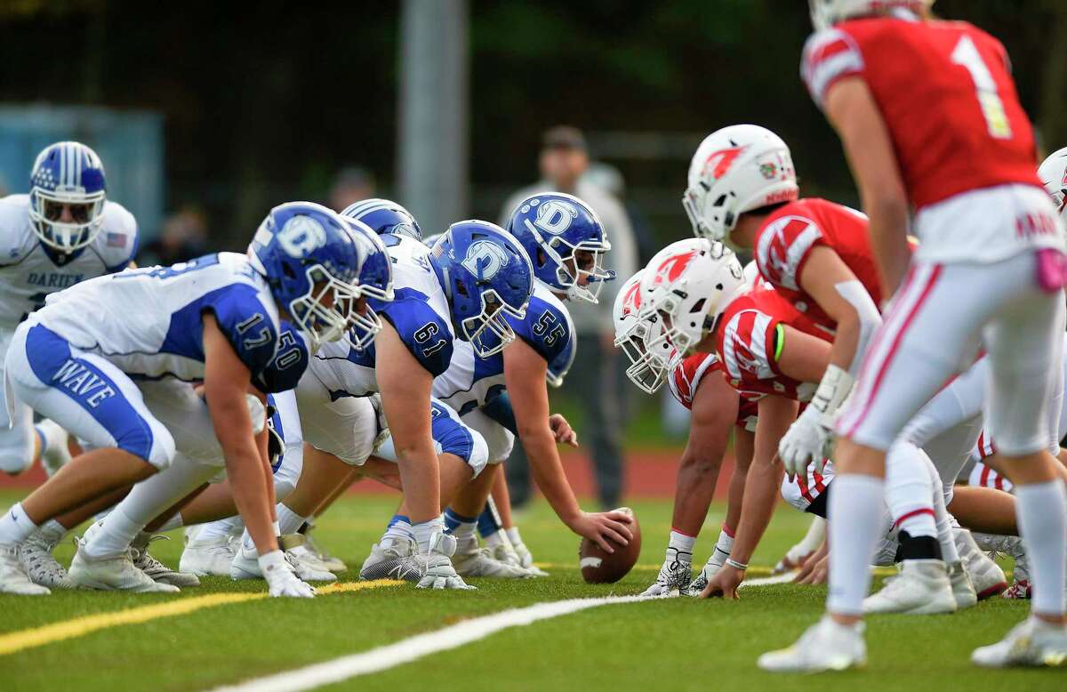 Darien defeated Greenwich 27-21 in an FCIAC football game of unbeatens at Cardinal Stadium in Greenwich, Conn. on Oct. 26, 2019.