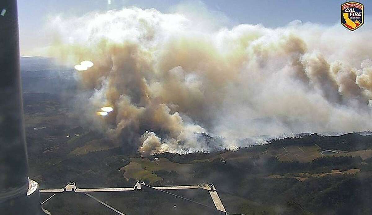 Fires burning in Lafayette are shown in this frame grab from a Cal Fire webcam.