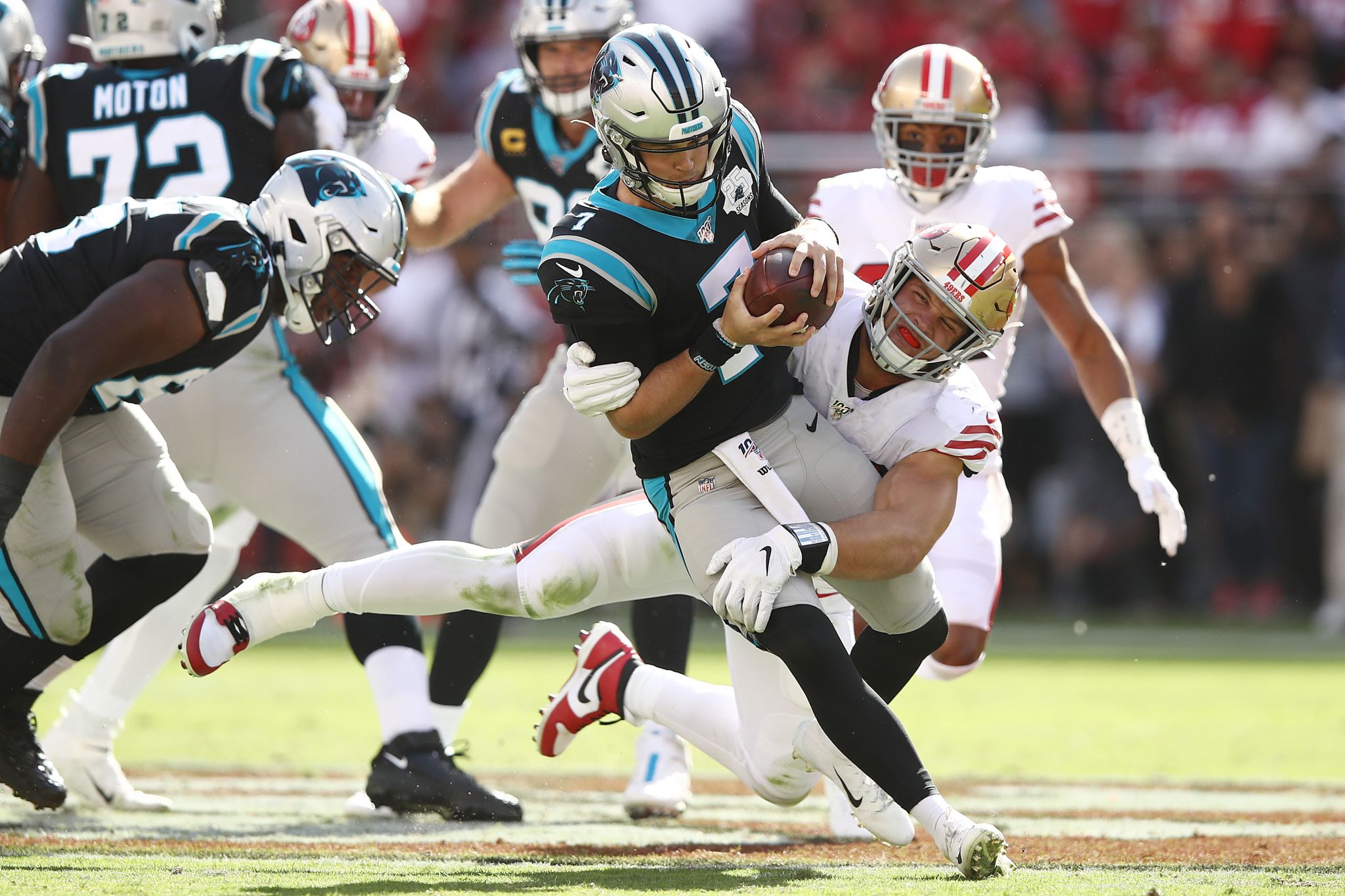 Panthers at 49ers score: 49ers stay undefeated by dominating Kyle Allen,  Panthers 