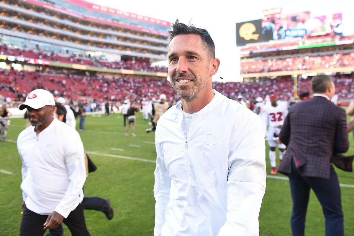 San Francisco 49ers head coach Kyle Shanahan walks off the field after the NFL game between the Carolina Panthers and San Francisco 49ers at Levi's Stadium on October 27, 2019 in Santa Clara, CA. (Photo by Cody Glenn/Icon Sportswire via Getty Images)