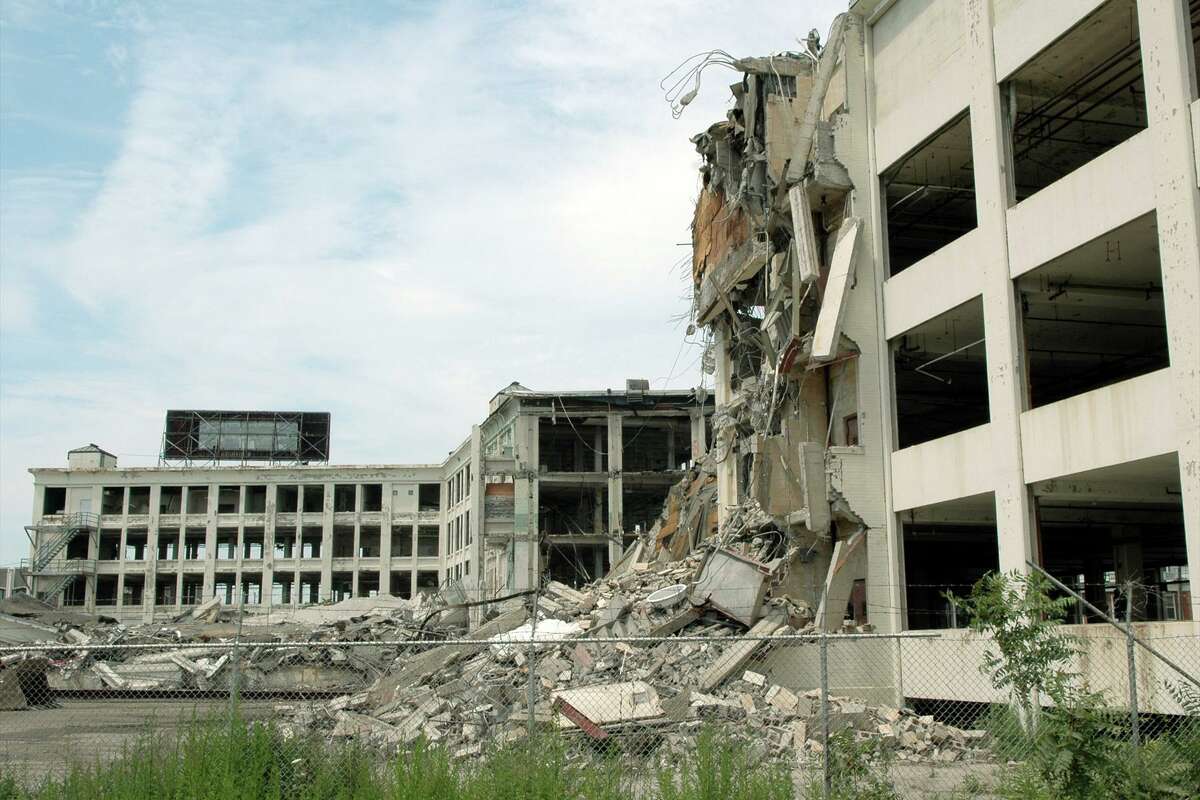 Demolition of the Hubbell factory on State St. in Bridgeport, Conn. July 22, 2005.