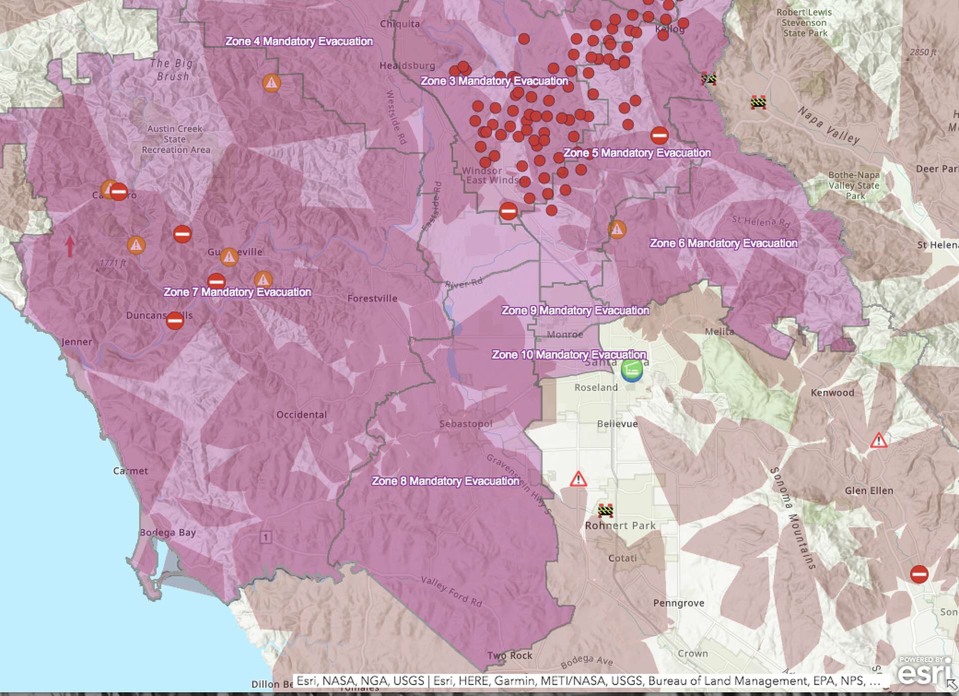 Maps: Kincade Fire explodes to 5 times the size of Manhattan