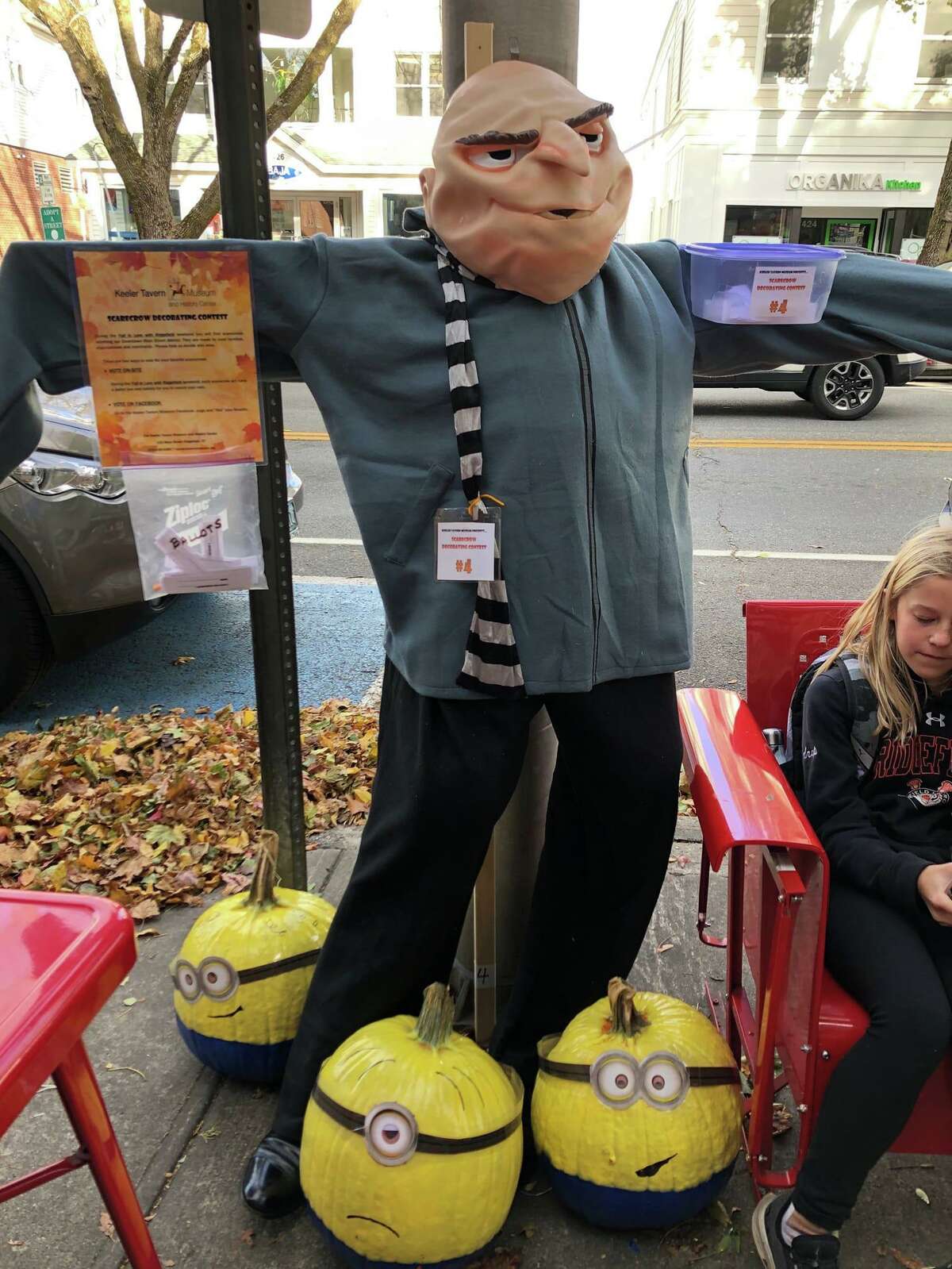 Gru and His Minions, by The Coury and Conroy families won the Main Street ballot vote in Keeler Tavern Museum & History Center’s (KTM&C) 7th annual Scarecrow Contest, held during Fall in Love with Ridgefield weekend, Oct. 18-20, 2019.