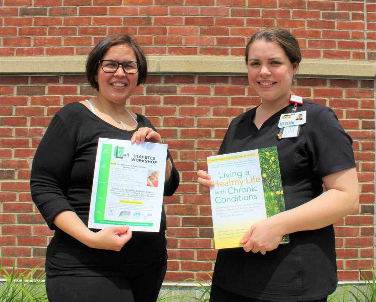 Dayan Aguilera, RN, and Kristie D’Averso, RN, are instructors for the six-week diabetes workshop at Community Health & Wellness Center in Torrington.