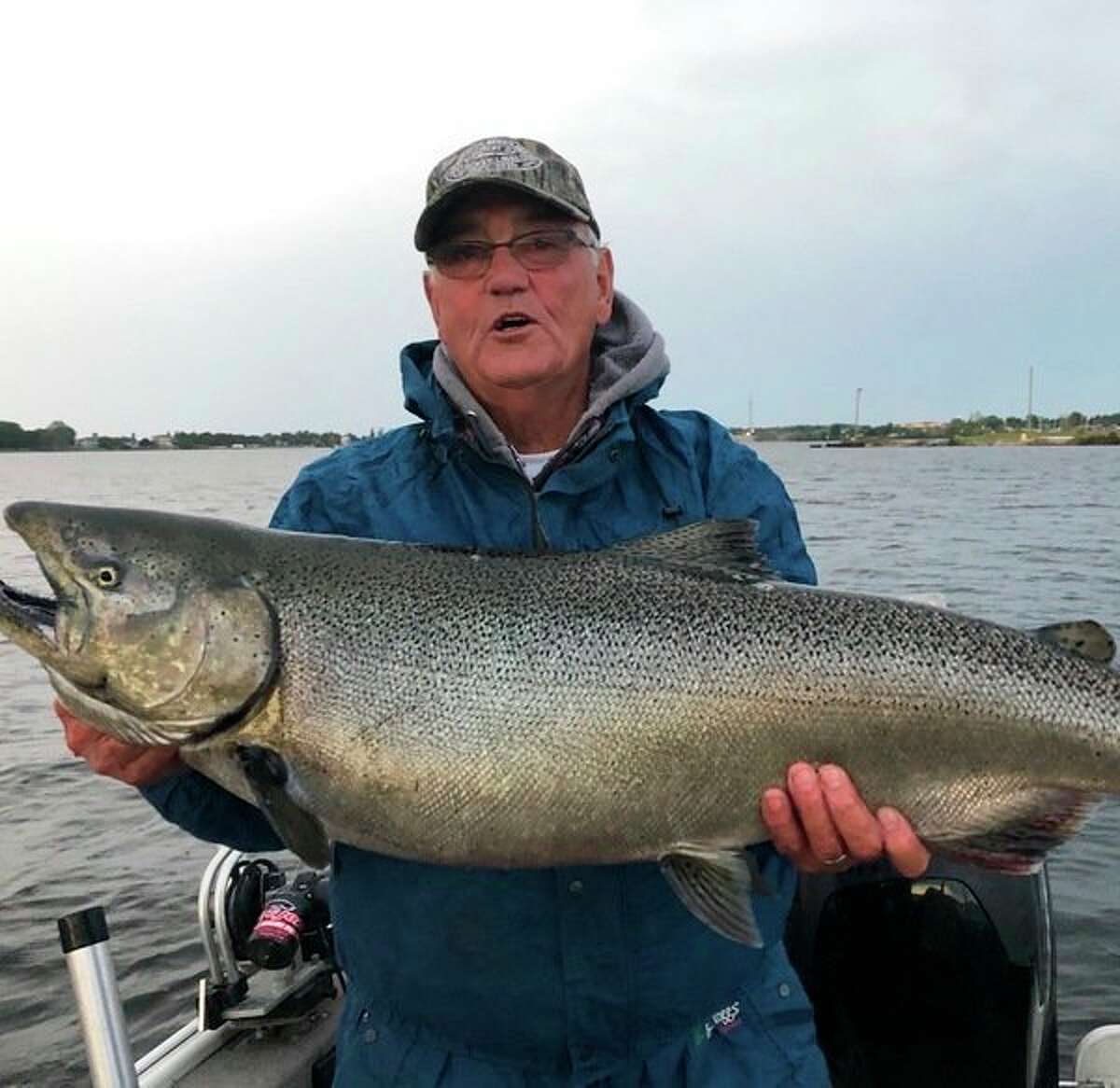 Mike Johnson, 77, of LeRoy, Josh Johnson's father, caught a salmon which was 28 pounds and 42 inches, recently. (Courtesy photo)