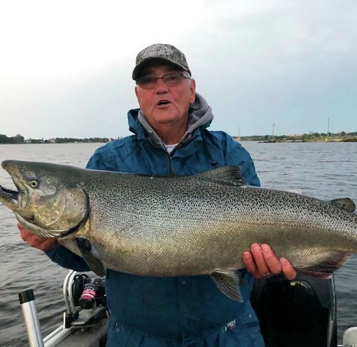 Mike Johnson, 77,  of LeRoy, Josh Johnson's father, caught a salmon which was 28 pounds and 42 inches, recently. (Courtesy photo)
