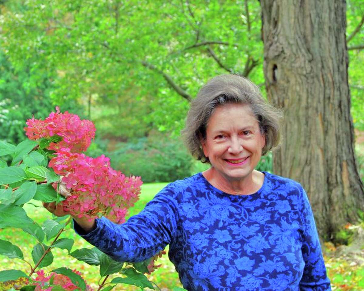 Helen Dimos in her garden.