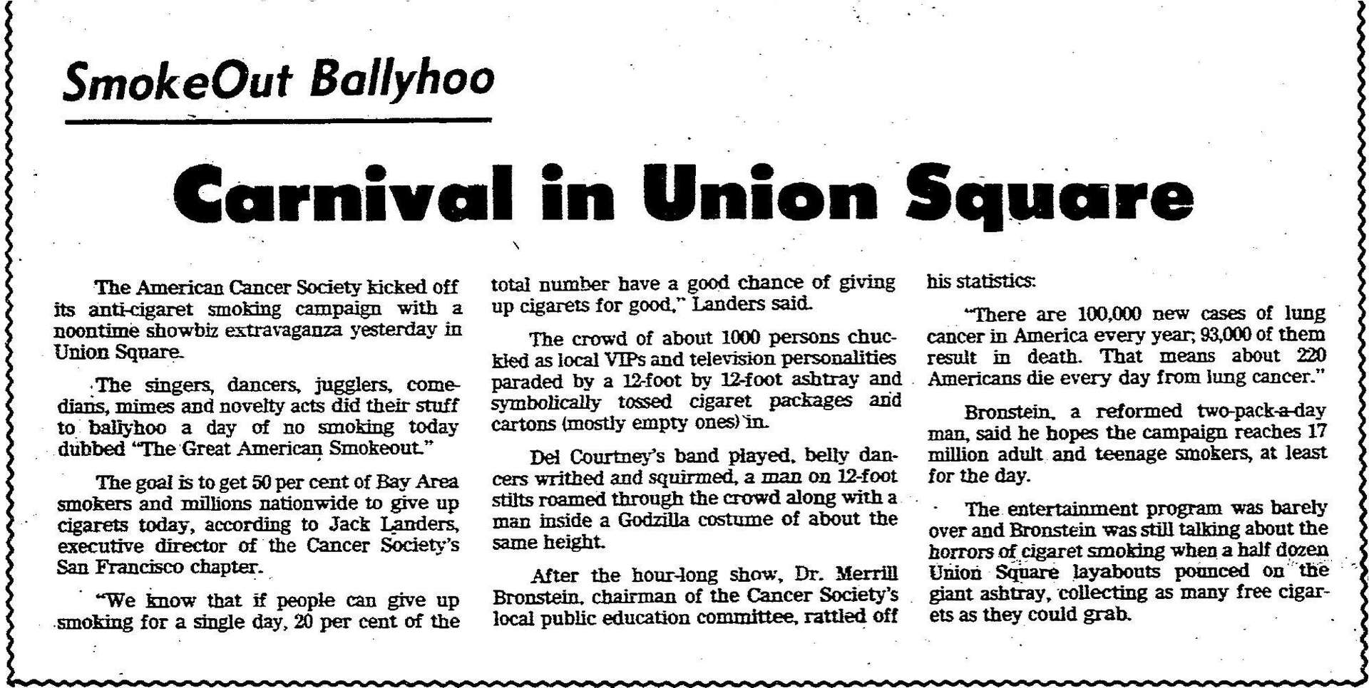 When Great American Smokeout started in SF on mission to snuff out  cigarettes