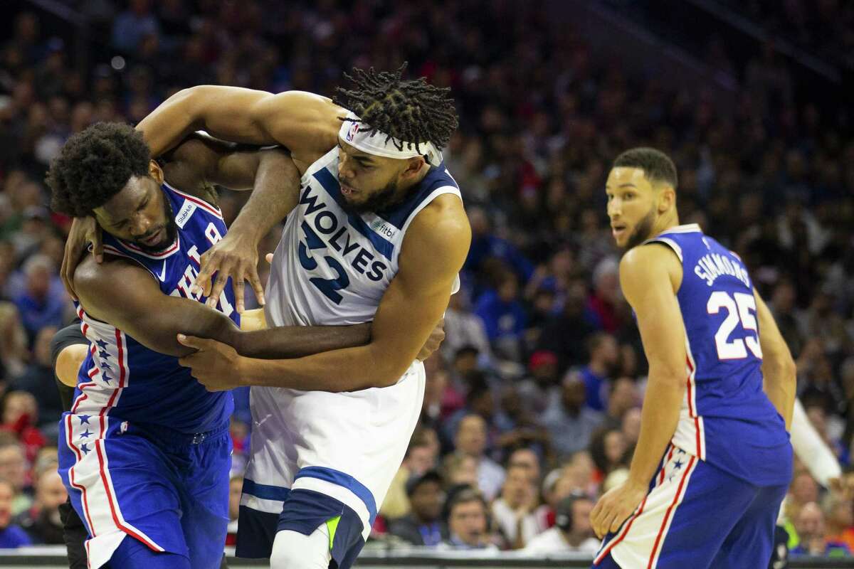 Joel Embiid, Karl-Anthony Towns ejected as Sixers rout Timberwolves