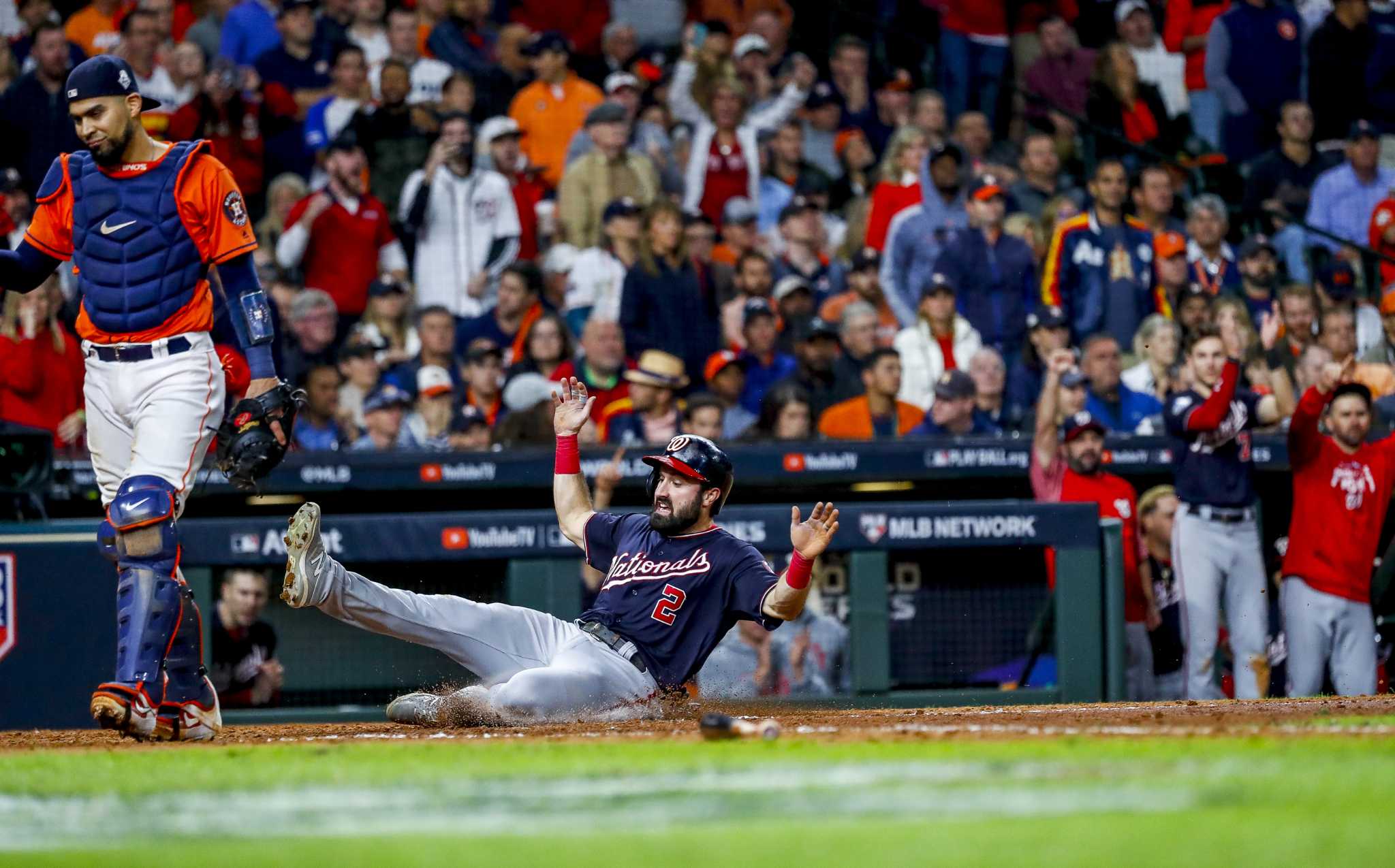 Houston, USA. 27th Oct, 2021. Members of the Houston Astros infield wait  for a pitching change in the 7th inning of game two against the Atlanta  Braves in the MLB World Series