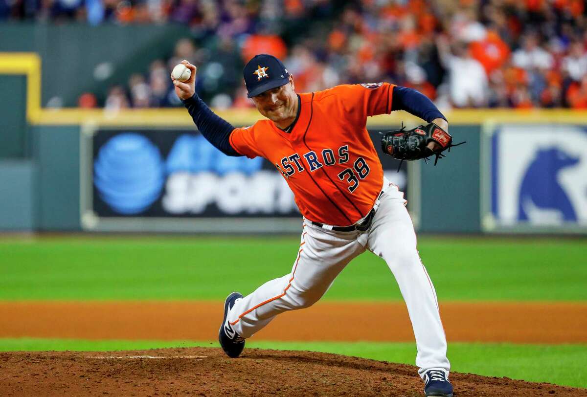 PHOTOS: Each Astros player's contract situation this offseason Houston Astros relief pitcher Joe Smith (38) pitches during the ninth inning of Game 7 of the World Series at Minute Maid Park on Wednesday, Oct. 30, 2019, in Houston.