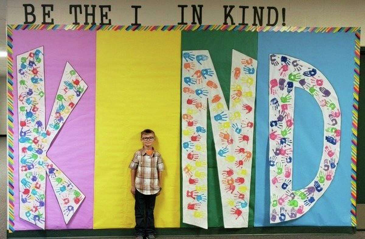 With help from teachers Abbey Braidwood, Nicole Day, Tanya Scales, Diane VanAntwerp and Karen Knapp, Baldwin Elementary School students created new artwork to decorate the school's hallways. Each student had the chance to add their hand print to the design, making a dedicated effort to "be the 'I' in kind." (Courtesy photos)