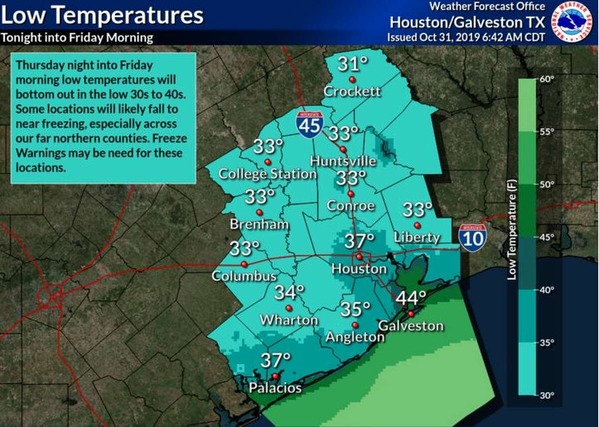 A cold front has pushed its way into the Houston area, bringing with it chilly winds and temperatures around 40 degrees.