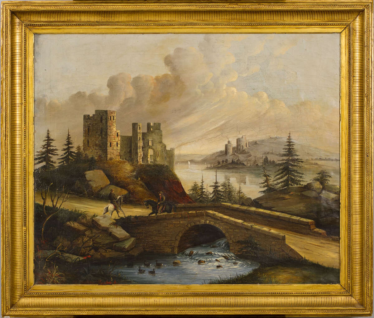 European Scene with Stone Bridge Joseph H. Hidley c. 1860s Oil on canvas Collection of Wayne Edsforth at Albany Institute of History and Art. (Courtesy Albany Institute of History and Art)