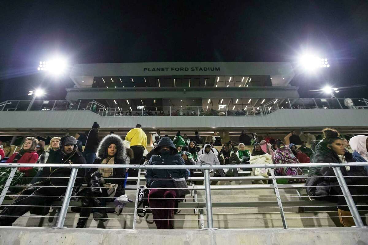 Fans braved the cold for the first game at Plant Ford Stadium between Eisenhower and Spring Thursday, Oct 31, 2019, in Spring, Texas.