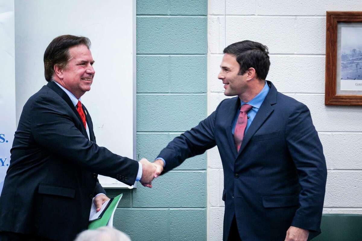Del. Tim Hugo, left, the last remaining Republican in the state legislative delegation from Northern Virginia, is facing Democratic challenger Dan Helmer, right, in the Nov. 5 state election.