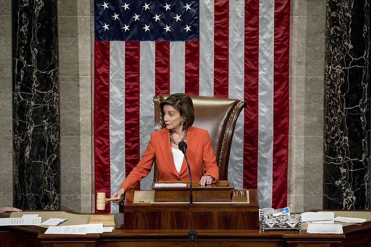 House Speaker Nancy Pelosi of Calif. gavels as the House votes 232-196 to pass resolution on impeachment procedure to move forward into the next phase of the impeachment inquiry into President Trump in the House Chamber on Capitol Hill in Washington, Thursday, Oct. 31, 2019. The resolution would authorize the next stage of impeachment inquiry into President Donald Trump, including establishing the format for open hearings, giving the House Committee on the Judiciary the final recommendation on impeachment, and allowing President Trump and his lawyers to attend events and question witnesses. (AP Photo/Andrew Harnik)