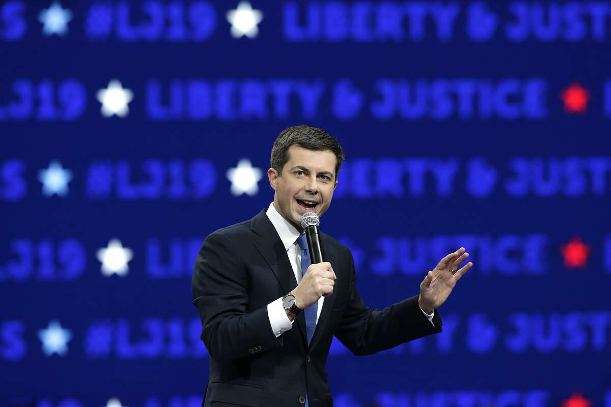 Democratic presidential candidate South Bend, Ind., Mayor Pete Buttigieg speaks during the Iowa Democratic Party's Liberty and Justice Celebration, Friday, Nov. 1, 2019, in Des Moines, Iowa. (AP Photo/Nati Harnik)