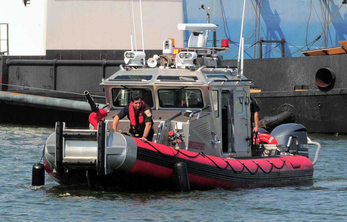 Bridgeport Fire Department's fire boat on patrol in Bridgeport Harbor in Bridgeport, Conn. on Friday June 30, 2017. The fire department's boat as well as Bridgeport Police boats will be on duty throughout the holiday weekend.