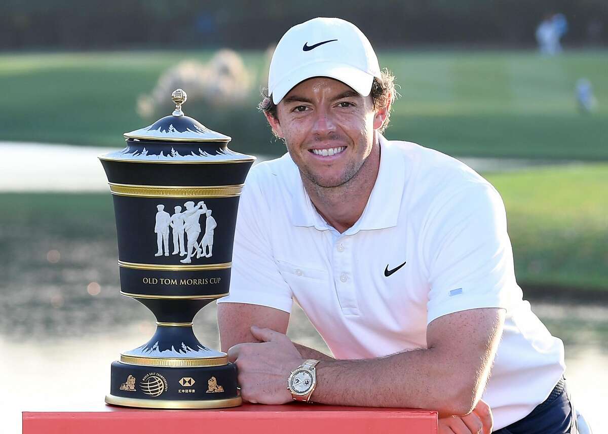 SHANGHAI, CHINA - NOVEMBER 03: Rory McIlroy of Northern Ireland with the Old Tom Morris Cup after the final round of the WGC HSBC Champions at Sheshan International Golf Club on November 03, 2019 in Shanghai, China. (Photo by Ross Kinnaird/Getty Images)