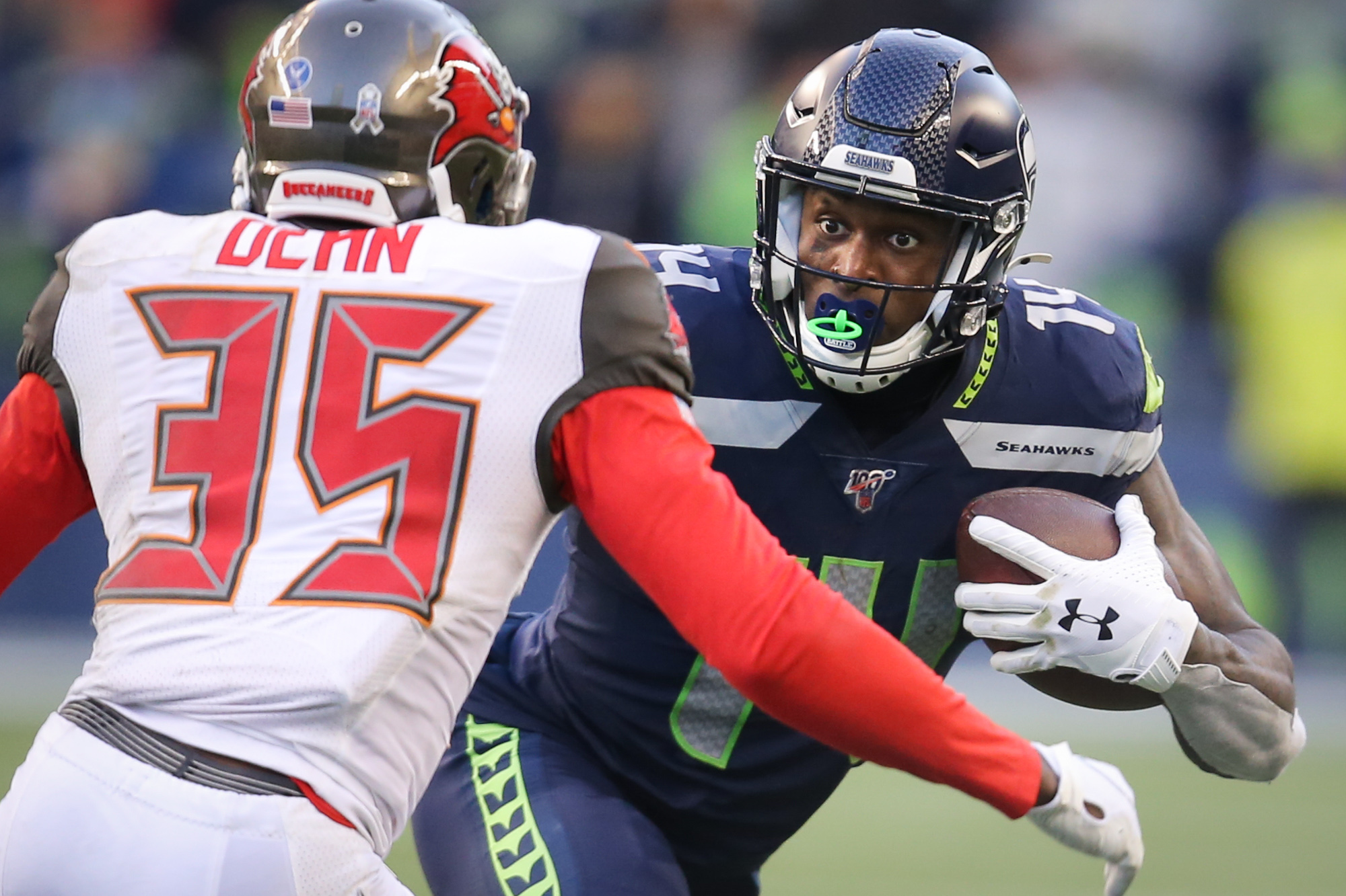 Seattle Seahawks' D.K. Metcalf catches a touchdown pass during the second  half of an NFL wild-card playoff football game against the Philadelphia  Eagles, Sunday, Jan. 5, 2020, in Philadelphia. (AP Photo/Julio Cortez