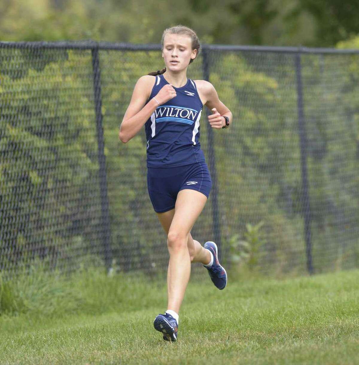 Sophomore Emily Mrakovic was Wilton's top finisher at the State Open girls cross country championship meet.