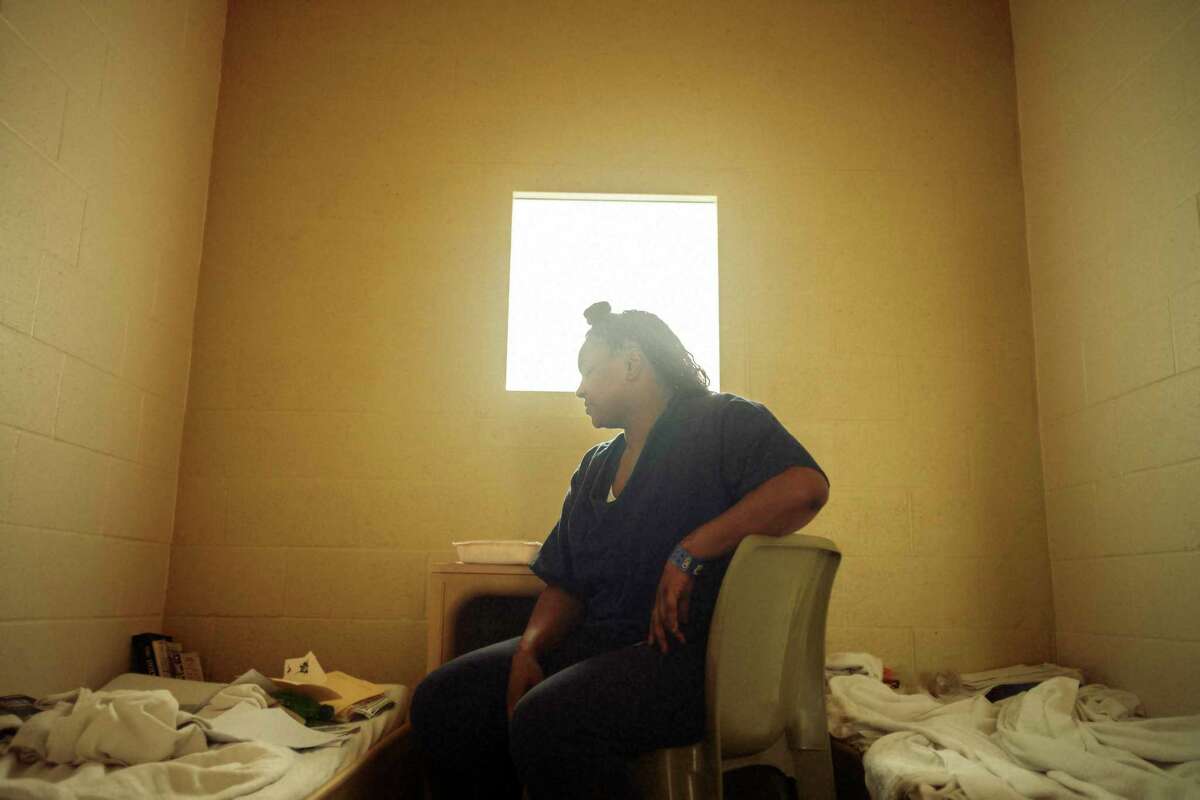 Sherita Alexander in her cell in a "high-level" block (reserved for women who are considered a risk for violent behavior or who are not participating in a work program) at Las Colinas Detention and Reentry Facility for women in San Diego County, Calif.