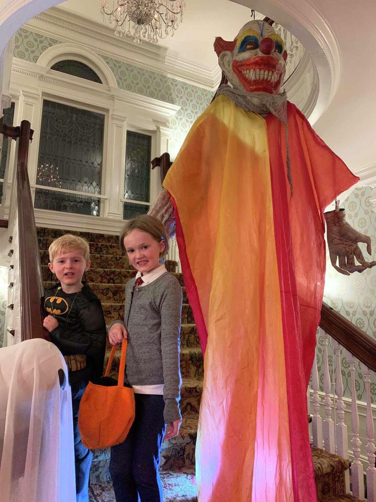 Axel Nordstrom, 5, and Stella Nordstrom, 8, enjoyed the festivities at Lounsbury House on Halloween night