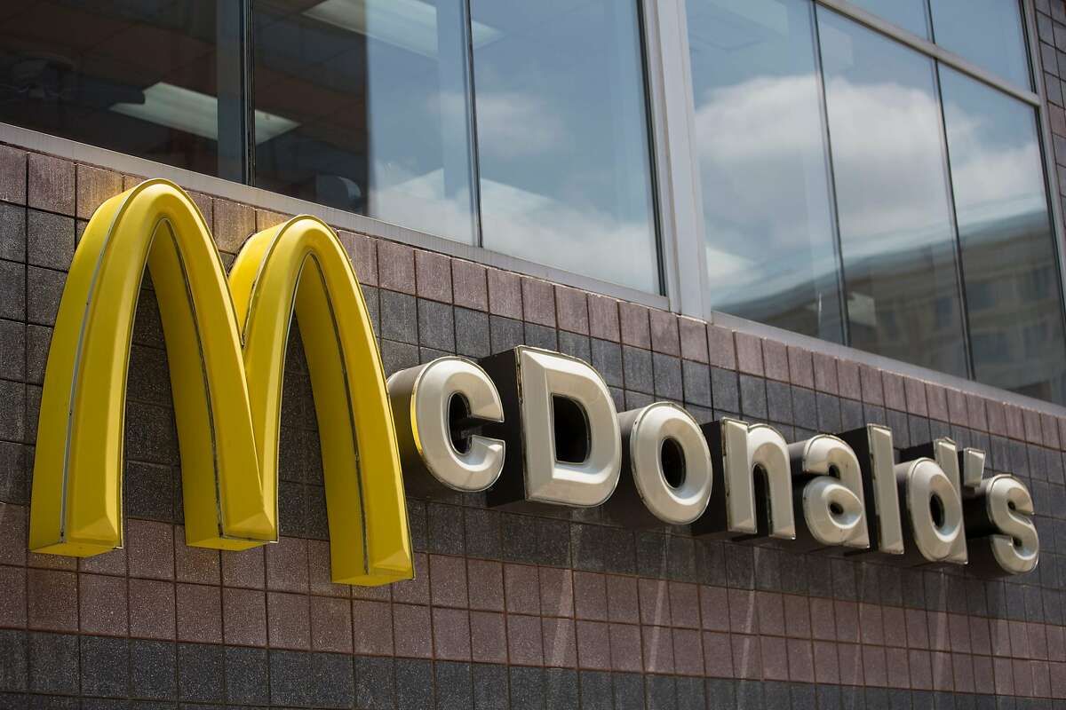 FILE - In this file photo taken on July 9, 2019 he McDonald's logo is seen outside a restaurant.