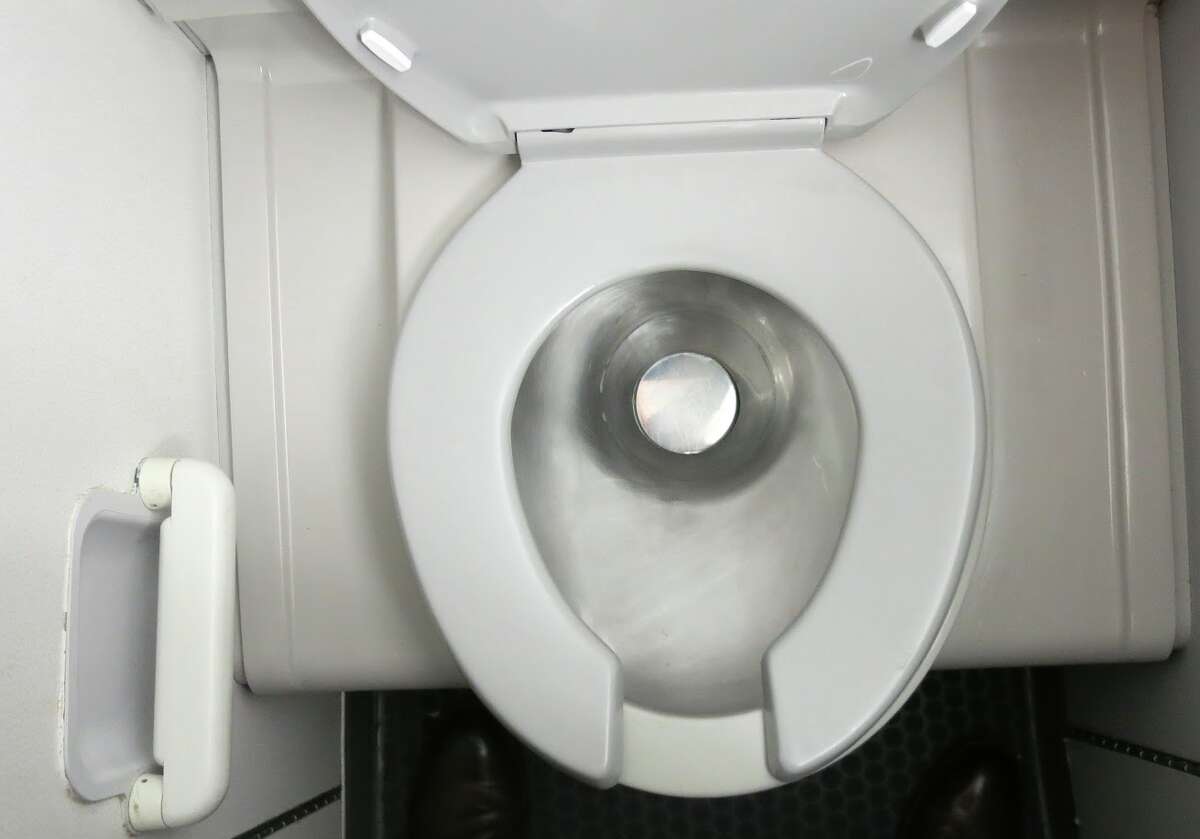 Airplane toilet seats Up or down?