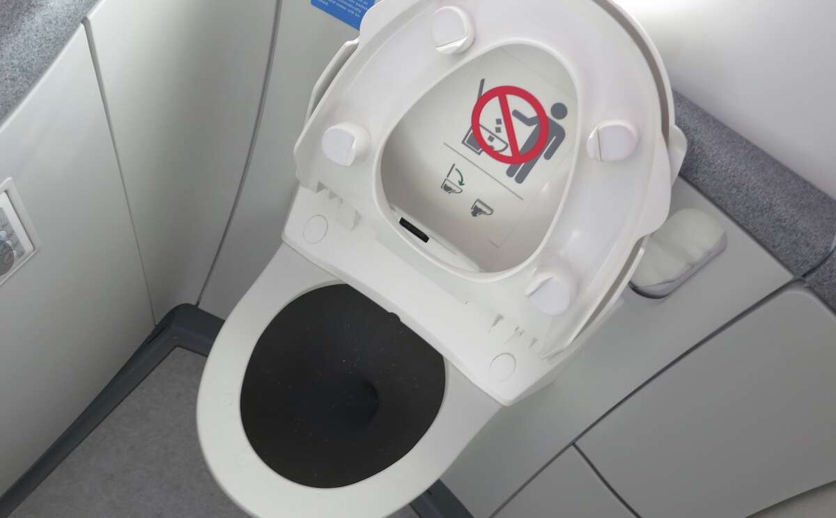 Airplane toilet seats Up or down?