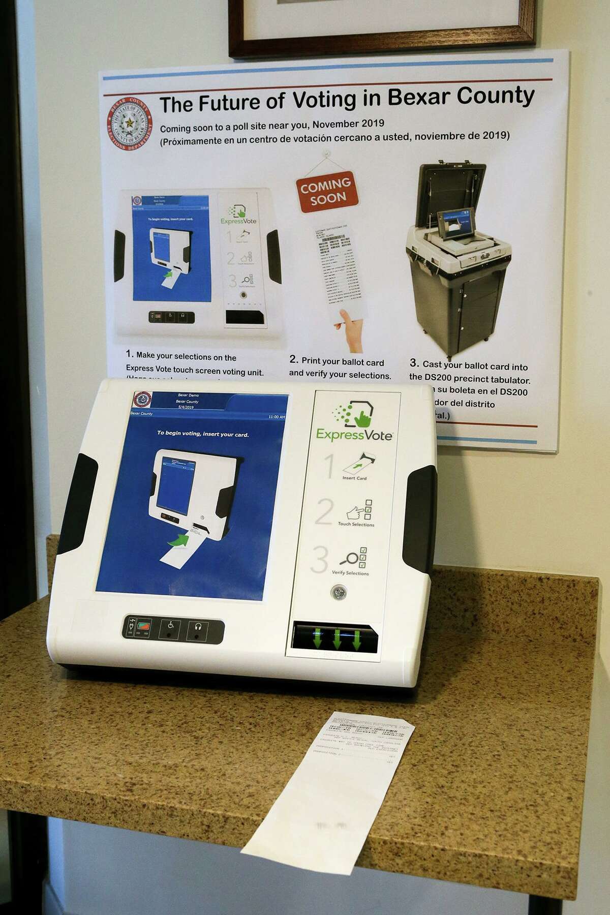 This ExpressVote ballot box, featuring a paper trail, is in use for the the Nov. 5 elections.
