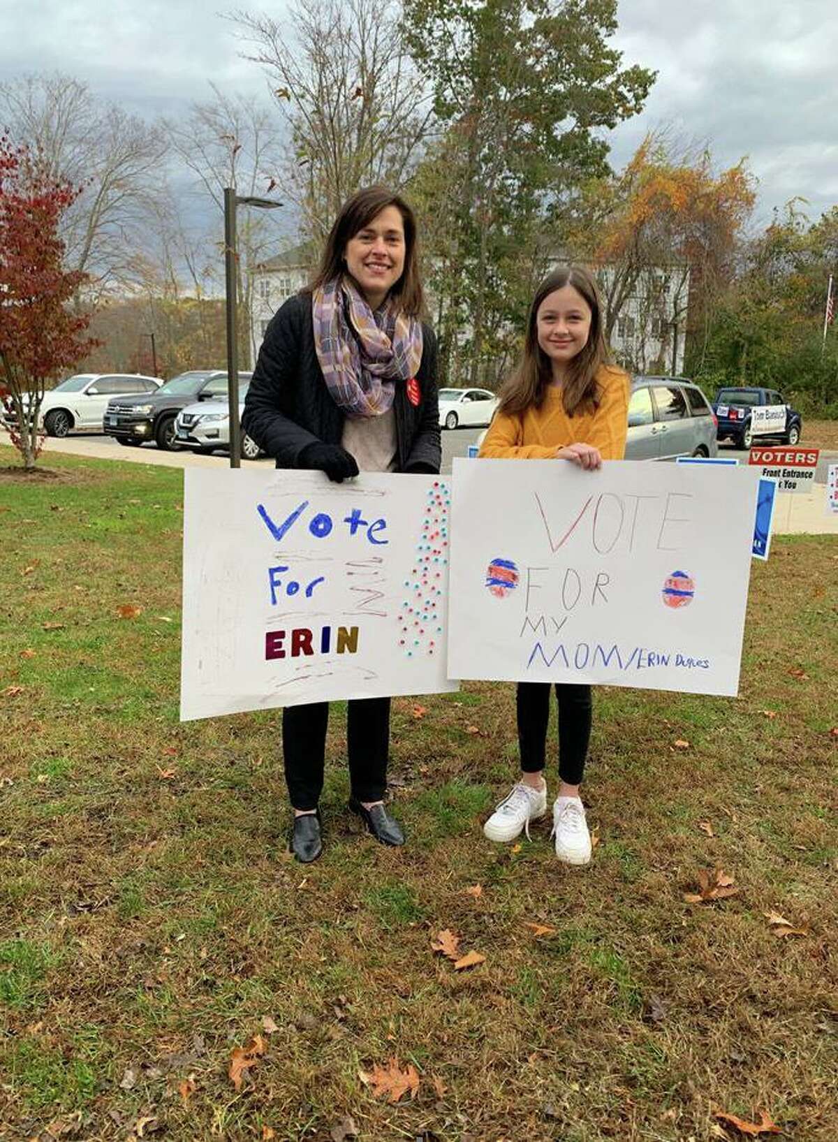 Supporters outside Madison voting District 1 on Tuesday, Nov. 5, 2019.