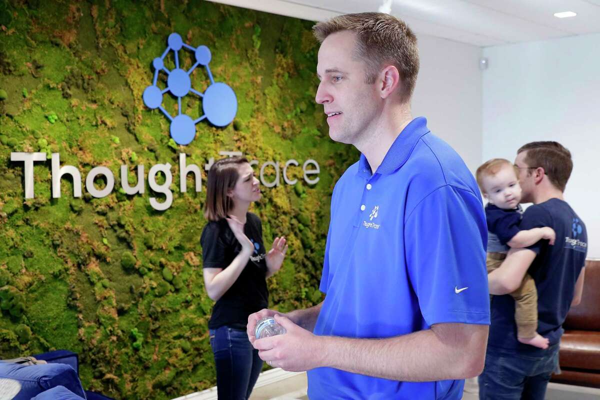 CEO Nick Vandivere at the monthly team building meeting for employees at ThoughtTrace in their company offices Thursday, Sep. 26, 2019 in Houston, TX.