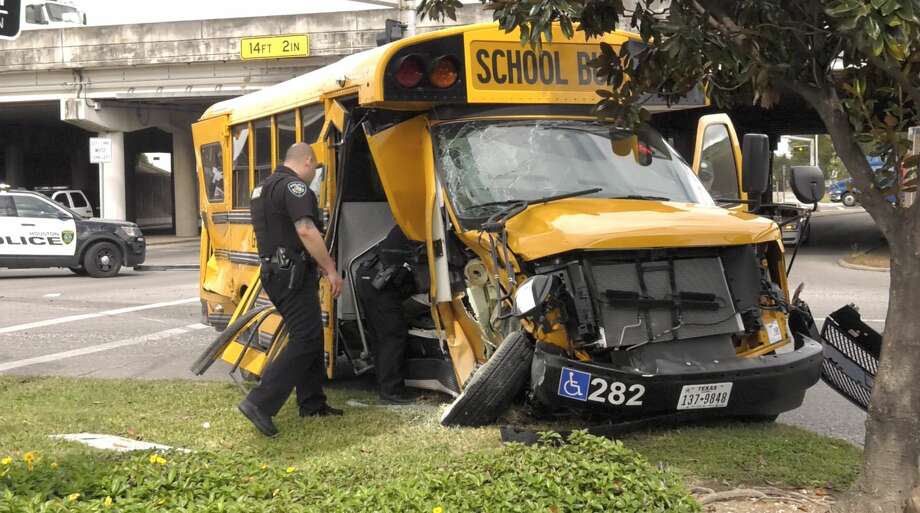 Teen crashes into Galena Park ISD school bus at end of Houston police