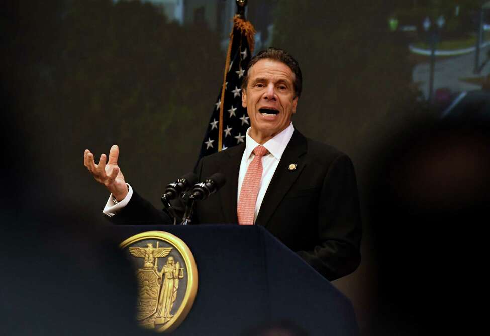 Gov. Andrew Cuomo speaks during an announcement that Schenectady will receive $10 million from the state for the revitalization of its downtown district on Tuesday, Nov. 5, 2019, at Proctors Theatre in Schenectady, N.Y. The money was awarded to the city through the fourth round of the state's Downtown Revitalization Initiative, which invests annually in 10 plans across the state that are intended to turn around local communities. (Will Waldron/Times Union)