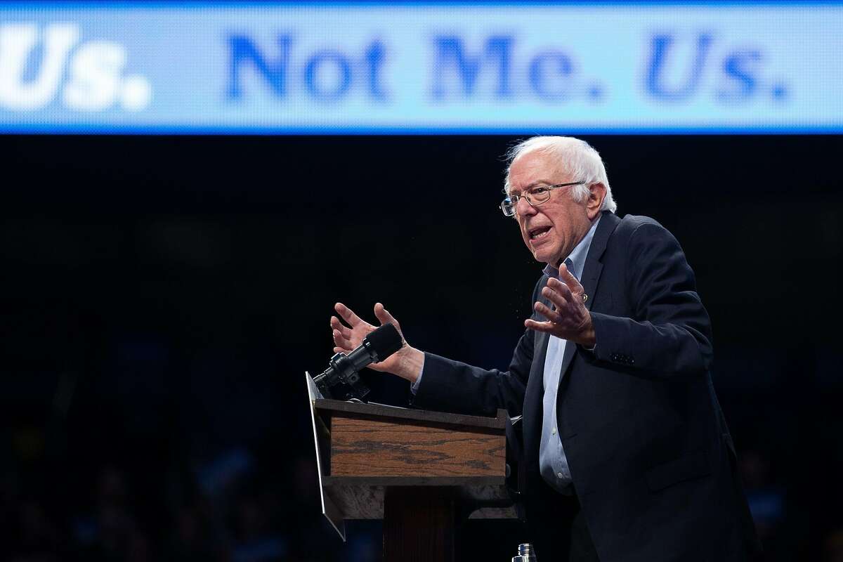 Democratic presidential hopeful Vermont Senator Bernie Sanders speaks to supporters at a campaign rally in Minneapolis, Minnesota on November 3, 2019.