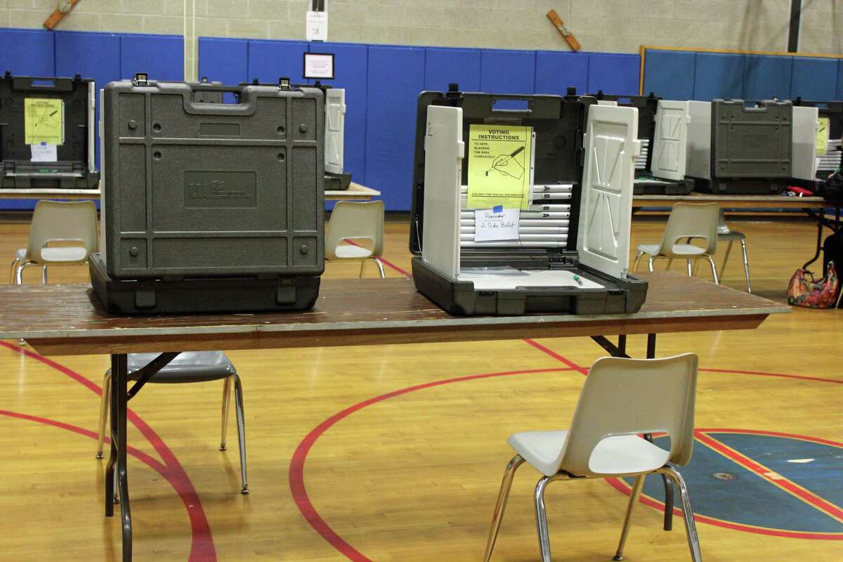 A typical voting booth in Fairfield.