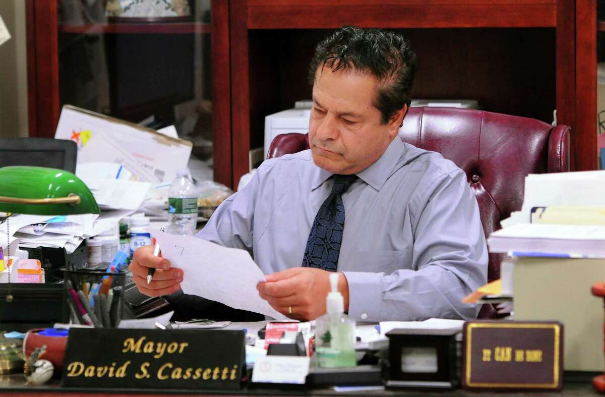 File photo of Mayor David Cassetti in his office at Ansonia City Hall in Ansonia, Conn.