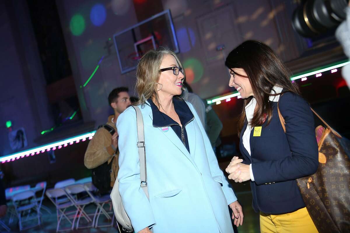 District 5 Supervisor Vallie Brown (left) District 2 Supervisor Catherine Stefani (right) at Brown’s campaign watch party at Church of Eight Wheels on Tuesday, November 5, 2019 in San Francisco, Calif.