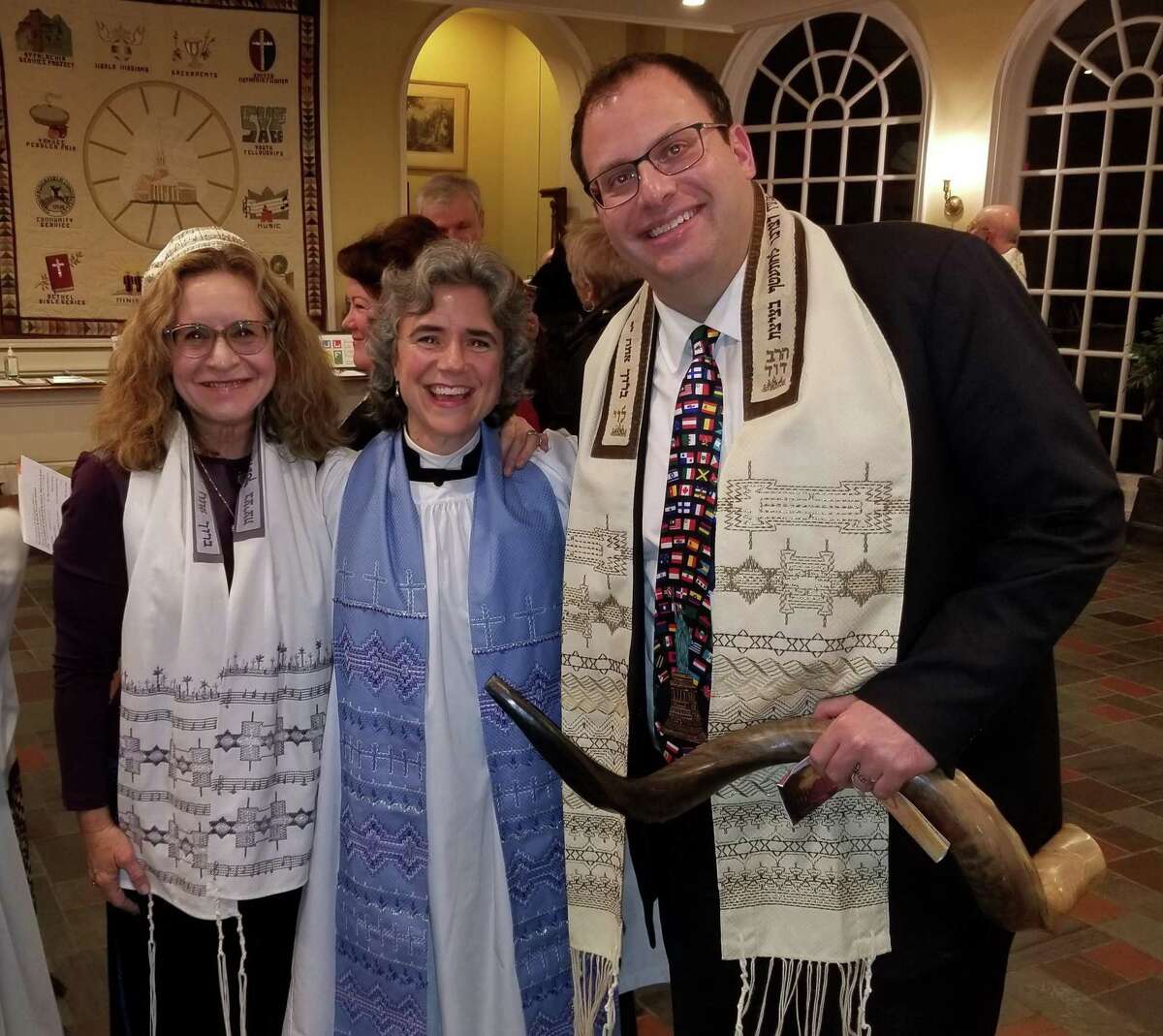 Cantor Deborah Katcho-Gray, the Rev. Whitney Altopp and Rabbi David Reiner, who gathered after last year's Community Thanksgiving Service, will be at this year's service at St. Stephen's.