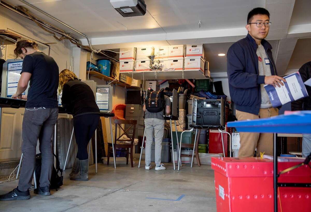 Voters cast their ballots inside a garage polling place along Page Street on Election Day in San Francisco, Calif. Tuesday, Nov. 5, 2019.