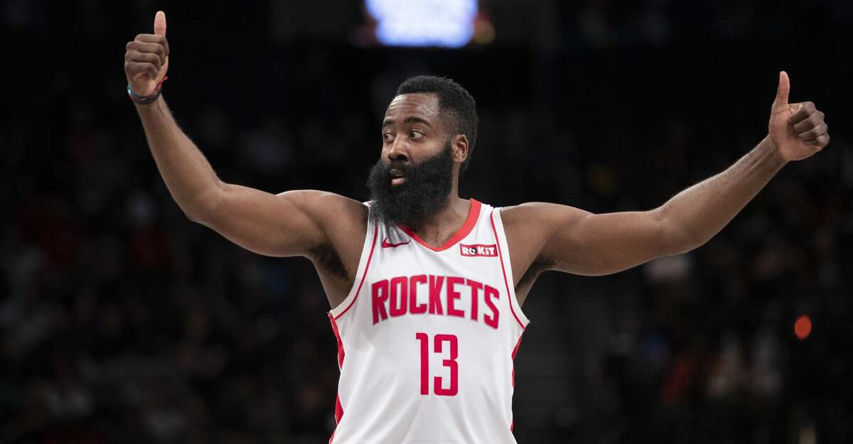Houston Rockets guard James Harden reacts during the second half of an NBA basketball game against the Brooklyn Nets, Friday, Nov. 1, 2019, in New York. The Nets won 123-116. (AP Photo/Mary Altaffer)
