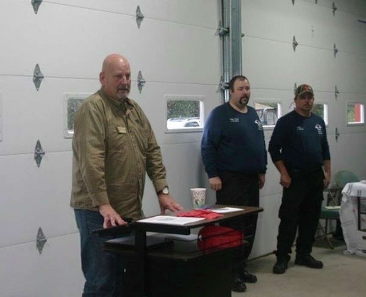 Senator Curt VanderWall addressed the crowd at the Pleasant Plains fire department open house on Saturday, Nov. 1. "The biggest thing I can say is 'Congratulations,'" he said.