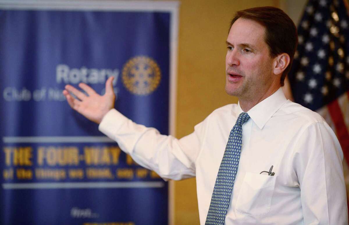 US Congressman Jim Himes visits with the Norwalk Rotary Club Wednesday, August 28, 2019, at the Norwalk Inn in Norwalk, Conn. Himes was invited to the Norwalk Rotary weekly meeting to give an update on his congressional work.