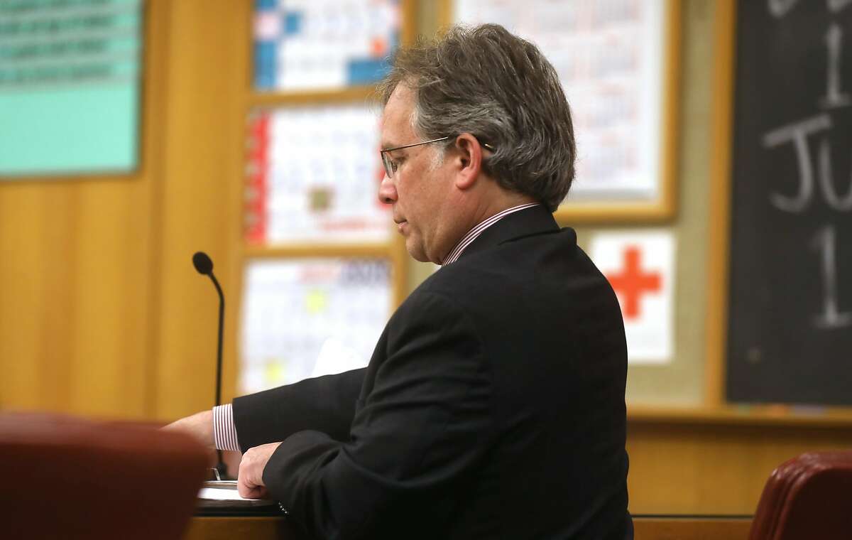 Attorney Marc Zilversmit gets ready to request a superior court judge to reconsider the 2006 44-year prison sentence to Napoleon Brown, brother of Mayor London Breed, who has already spent 18 years in prison for involuntary manslaughter and armed robbery on Friday, Nov. 8, 2019, in San Francisco, Calif.